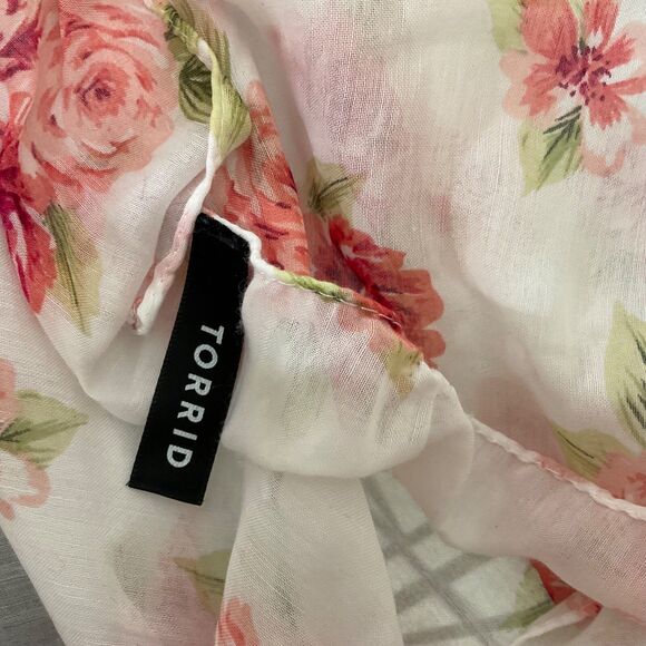 Torrid Floral Scarf Wrap pink/white Delicate lace trim multifunctional - Picture 2 of 7